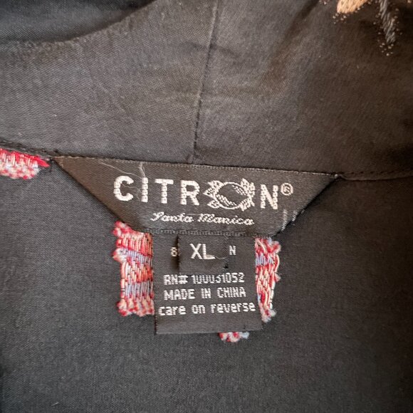 Citron Santa Monica Women XL Black Cream Pink Embroidered Floral Silk Jacket - Picture 8 of 9